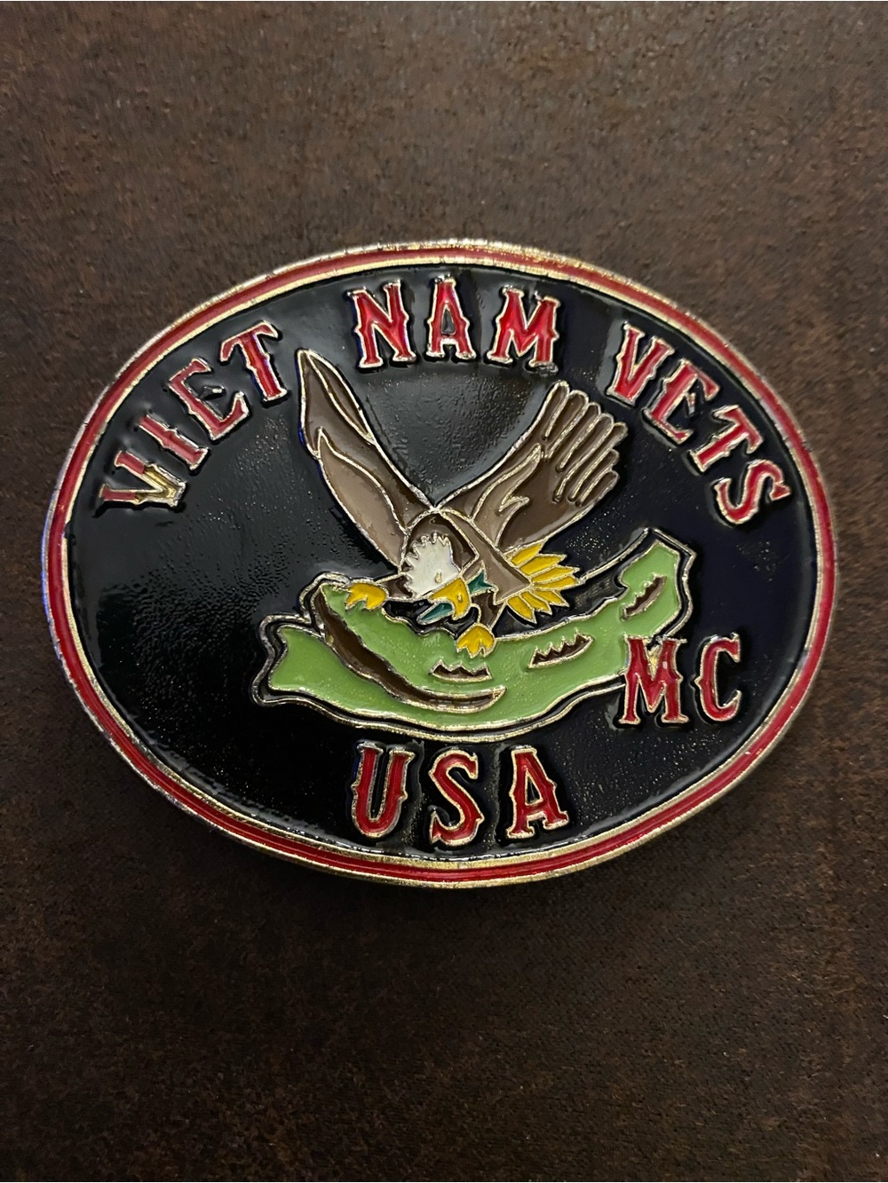 Vietnam Vets MC USA Western Americana Belt Buckle Eagle Alligator Design